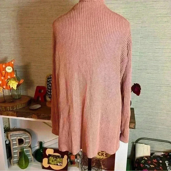 Madewell Women Dried Petal Pink Nolan Ribbed Pocket Sweater Cardigan Size Medium - Picture 6 of 7